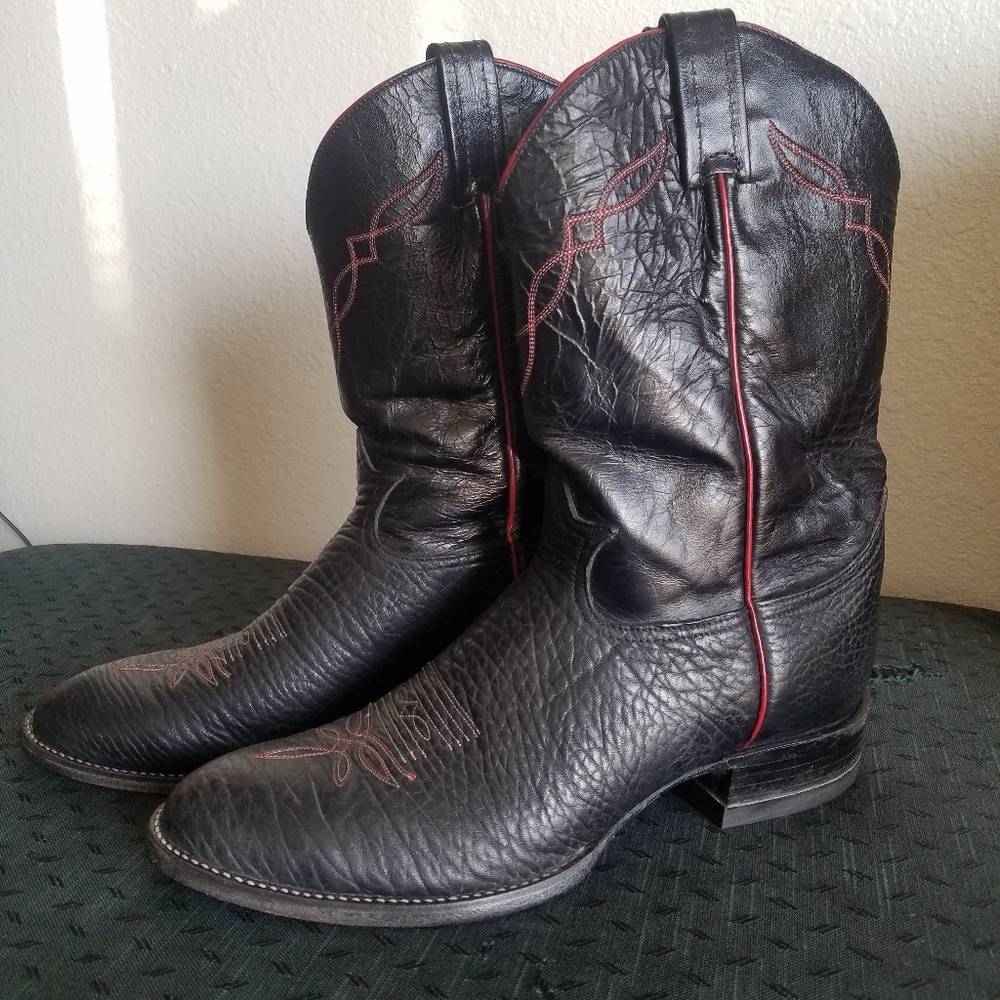 Tony Lama,  Black Bullhide ,10 D